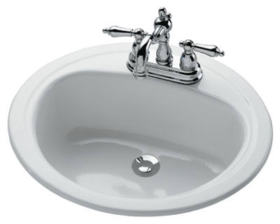 Azalea Porcelain-On-Steel Lavatory Sink, White, 20 x 17-In. Oval