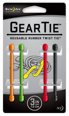 4-Pack 3-Inch Gear Tie, Assorted