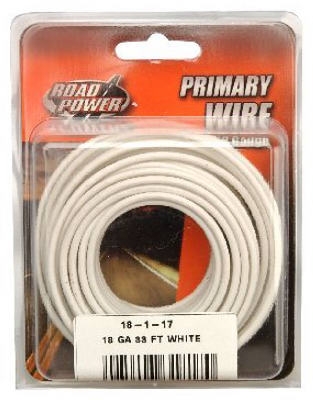 Primary Wire, White, 18-Ga., 33-Ft.