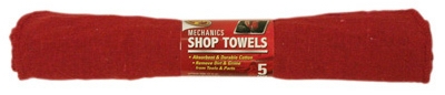 Shop Towel, Red Cotton, 13 x 14-In., 5-Pk.