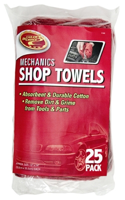 Shop Towel, Red Cotton, 13 x 14-In., 25-Pk.