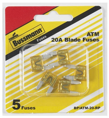 Mini Auto Blade Fuse, 20-Amp, Yellow, 5-Pk.