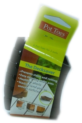 Decksaver Garden Pot Toes, Black, 3-In., 6-Pk.