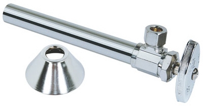 Chrome Angle Sweat Stop Valve, 5/8 x 3/8-In.  With 5 inch Sweat Extension