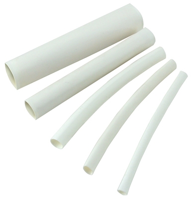 Heat Shrink Tubing, 1/4-1/8 x 4-In., White, Must Purchase in Quantities of 5