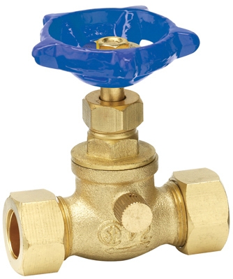 Stop Valve Plus Drain Cap, Lead-Free Brass, 1/2-In. Compression