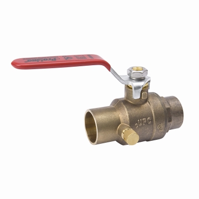 Stop & Waste Ball Valve, Lead Free, Forged Brass, 1/2-In.