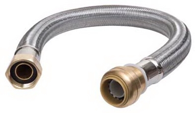 18-In. Stainless Steel Braided Water Heater Connector, Lead-Free, 1/2 x 3/4 FIP