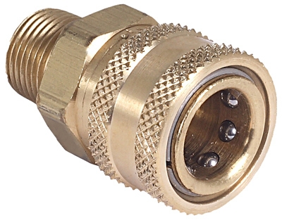 Pressure Washer Quick Connect Socket, Brass, 3/8 MNPT x 3/8-In.