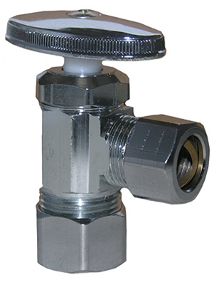5/8 O.D. Compression Inlet x 1/2-Inch O.D. Compression Outlet Chrome Angle Stop Valve