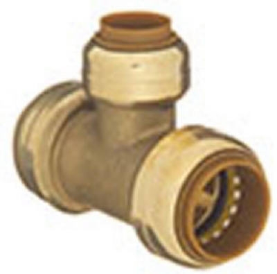 Push-On Tee With Pex Insert, 3/4 x 1/2 x 1/2-Inch Brass