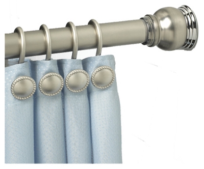 Shower Rod, Tension, Decorative Satin Nickel, 43 to 72-In.