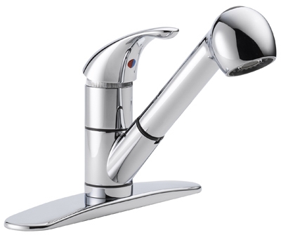 Kitchen Faucet, With Pull-Out Sprayer, Single-Lever, Chrome