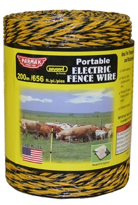 Electric Fence Wire, Yellow & Black Aluminum & Fiberglass, 656-Ft.