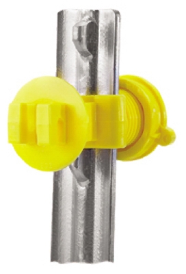 Electric Fence Insulator, T-Post, Western Screw Tight, Yellow