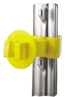 Electric Fence Insulator, T-Post, Snug-Fit, Yellow, Extra-Long, 25-Pk.