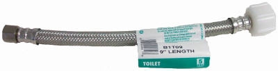 9-In. Toilet Connector, Braided Stainless Steel, 3/8 Compression x 7/8-In. Female Ballcock Thread