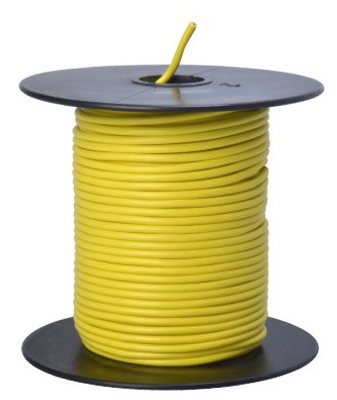 Primary Wire, Yellow PVC, 18-Ga. Stranded Copper, 100', Sold In Store by the Foot