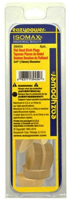Isomax Dowel Plug, Flat Head, Birch, 3/4-In., 8-Pk.