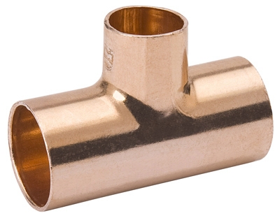 Pipe Fittings, Wrot Copper Tee, 1 x 1 x 3/4-In.