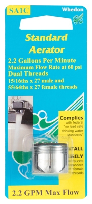 Faucet Aerator, Dual-Thread, Chrome-plated Brass