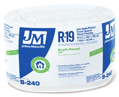 R19 Kraft Fiberglass Insulation, 6.5 x 15-In. x 39' 2 inch Roll