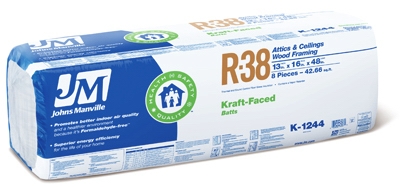 R38 Kraft Batt Fiberglass Insulation, 42.66 Sq. Ft. Coverage, 13 x 16 x 48-In.