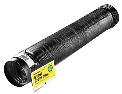 Flex Drain, Expandable, Perforated Black Polyethylene, 4-In. x 8-Ft.