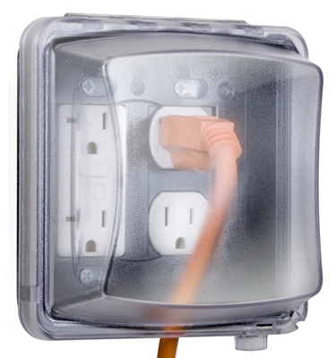Outlet Cover, 2-Gang, Vertical, Clear Polycarbonate