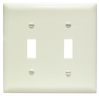 Legrand Two Toggle Switch Opening Nylon Wall Plate, Two Gang, Almond