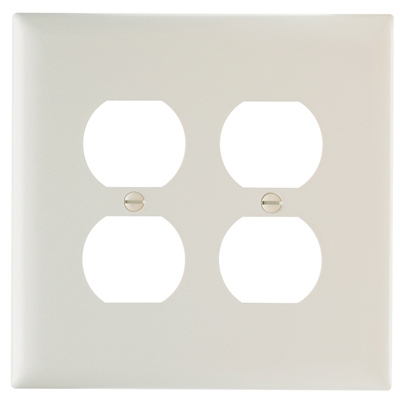 Legrand Double Duplex Outlet Opening Nylon Wall Plate, 2 Gang, Almond