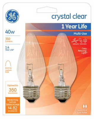 Light Bulb, Flame Shaped, 40-Watt, 2-Pk.