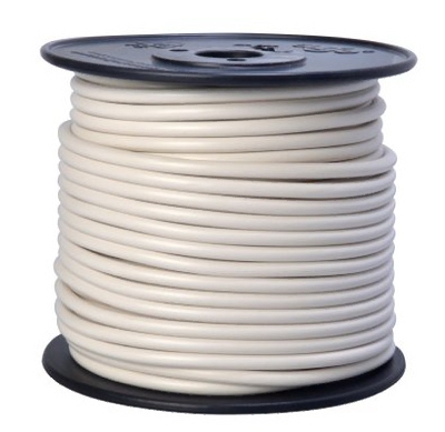 Primary Wire, White PVC, 10-Ga. Stranded Copper, 100', Sold In Store by the Foot