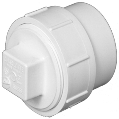 Plastic Pipe Fitting, DWV  Fitting Cleanout With Plug, PVC, 2-In.