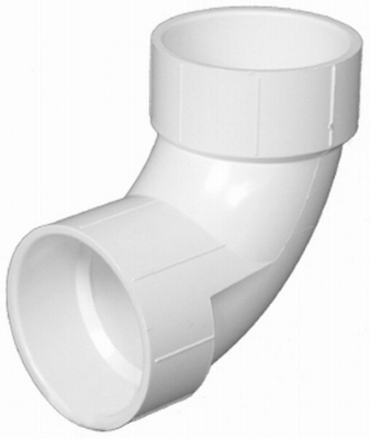 Plastic Pipe Fitting, DWV  Sanitary Elbow, 90-Degree, PVC, 1-1/2-In.