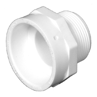 Plastic Pipe Fitting, DWV  Male Pipe Thread Adapter, PVC, 1-1/2-In.