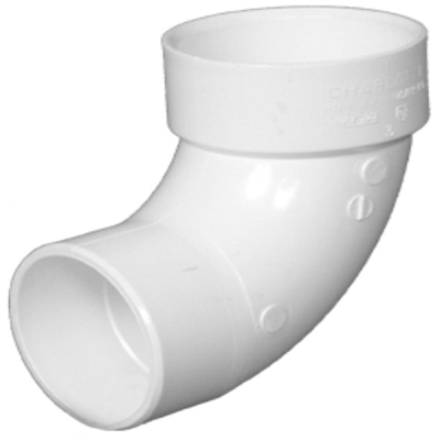Plastic Pipe Fitting, DWV  Sanitary Street Elbow, 90 Degree, PVC, 3-In.