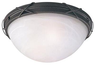 Ceiling Light Fixture, Indoor/Outdoor, Brown Patina & White Alabaster Glass, 12.63 x 5-In.