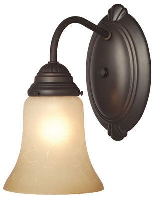 Wall Light Fixture, Indoor, Oil Rubbed Bronze & Aged Alabaster Glass, 60-Watt, 5.8 x 9-In.