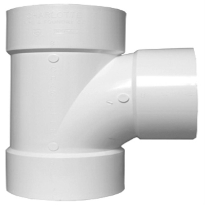 Plastic Pipe Fitting, DWV  Sanitary Tee, PVC, 4-In.