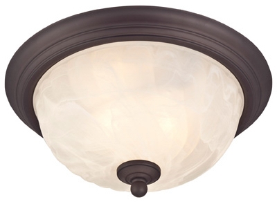 Ceiling Light Fixture, Outdoor, Oil Rubbed Bronze & White Alabaster Glass, 60-Watt, 11 x 6-In.