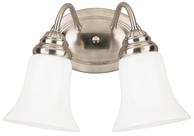 Wall Light Fixture, Indoor, Brushed Nickel & White Opal Glass, 60-Watt, 8.5 x 13.5-In.