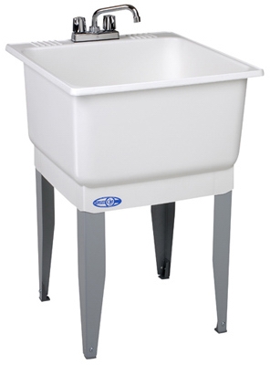 Laundry Tub Kit, White, With Faucet, 23 x 25-In.