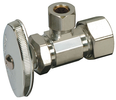 Angle Stop Valve, Chrome, 3/8 x 3/8-In.
