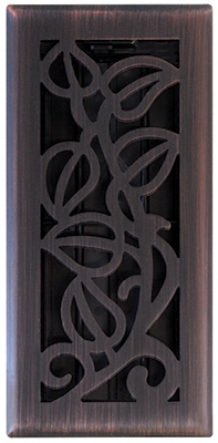 Vine Floor Register, Oil Rubbed Bronze, 4 x 10-In.