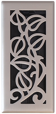 Vine Floor Register, Satin Nickel, 4 x 10-In.