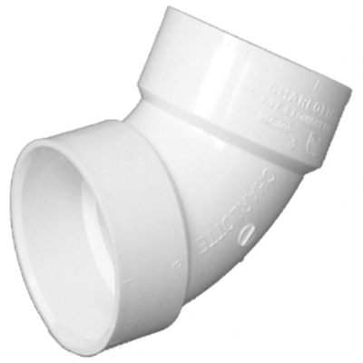 Plastic Pipe Fitting, DWV  Elbow, PVC, 60 Degree, 3-In.