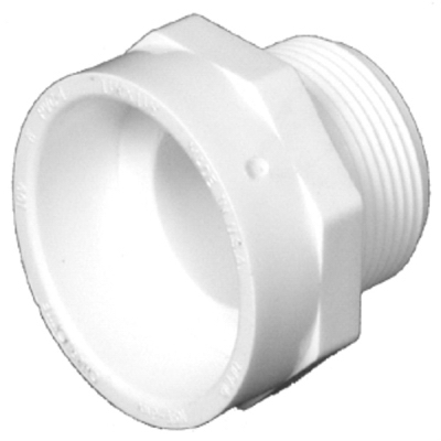 Plastic Pipe Fitting, DWV  Male Pipe Thread Adapter, PVC, 4-In.