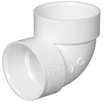Plastic Pipe Fitting, DWV  Vent Elbow, 90 Degree, PVC, 3-In.