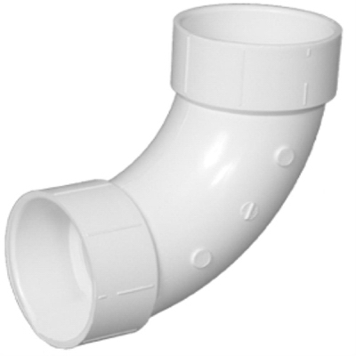 Plastic Pipe Fitting, DWV  Long Sweep Elbow, 90 Degree, PVC, 4-In.